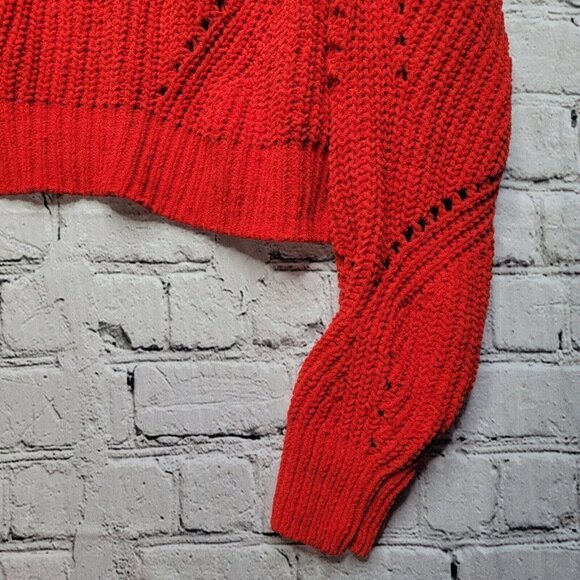 Double Zero Red Knit Crochet Cropped Sweater Top Size XL - Picture 5 of 10